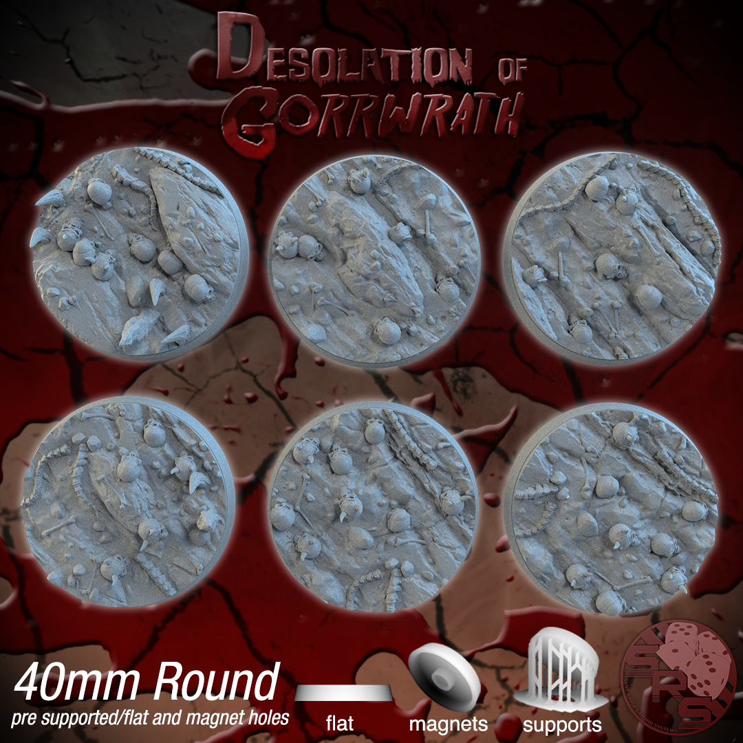 Blood Scenic Bases – Resin 3D Printed Bases for Tabletop Miniatures | 25mm to 120mm Sizes Available