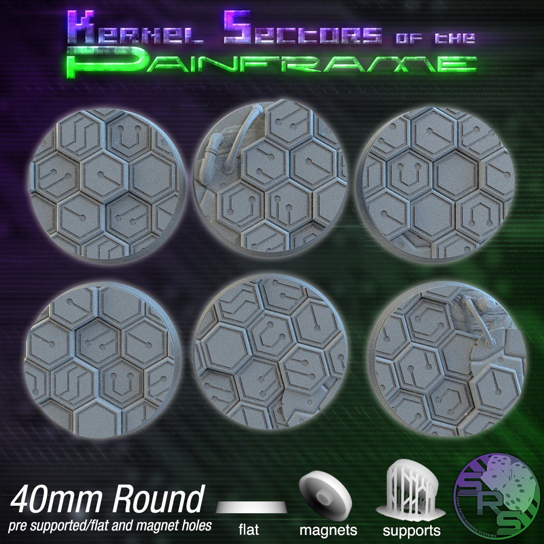 Cyberhex Scenic Bases – Resin 3D Printed Bases for Tabletop Miniatures | 25mm to 120mm Sizes Available