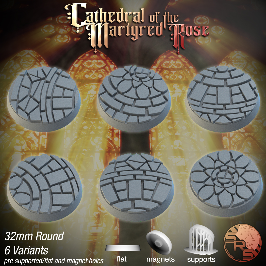 Mosaic Scenic Bases – Resin 3D Printed Bases for Tabletop Miniatures | 25mm to 120mm Sizes Available