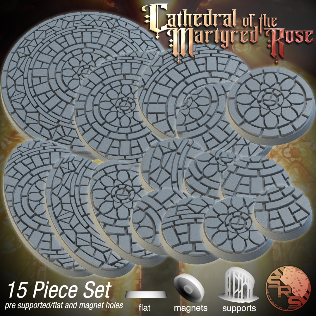 Mosaic Scenic Bases – Resin 3D Printed Bases for Tabletop Miniatures | 25mm to 120mm Sizes Available