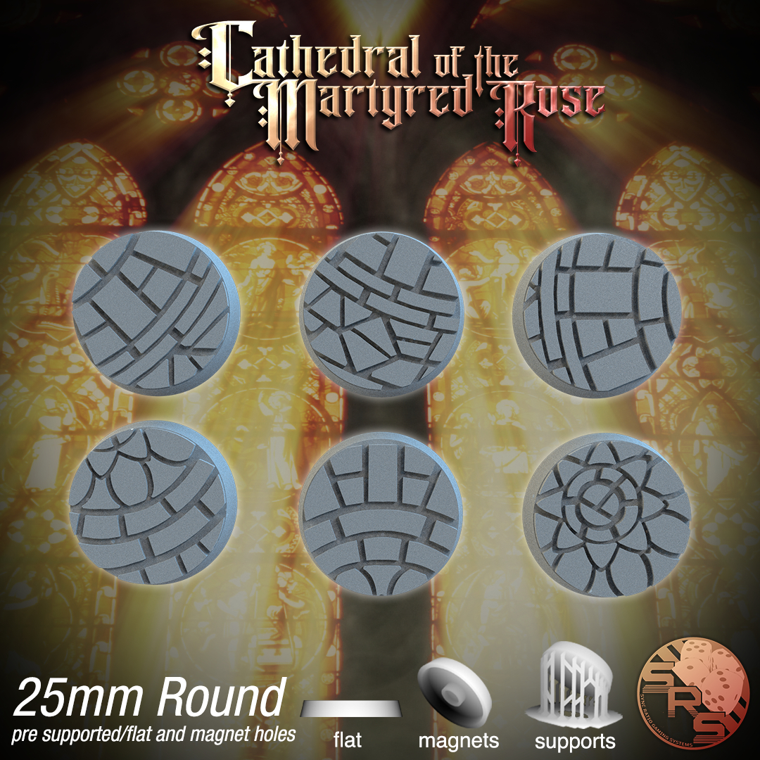 Mosaic Scenic Bases – Resin 3D Printed Bases for Tabletop Miniatures | 25mm to 120mm Sizes Available