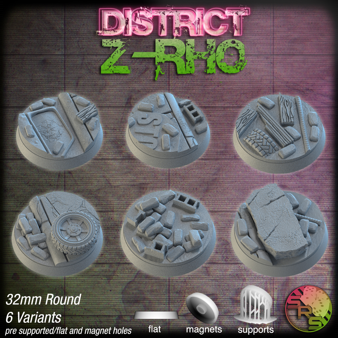 Urban Apocalypse Scenic Bases – Resin 3D Printed Bases for Tabletop Miniatures | 25mm to 120mm Sizes Available
