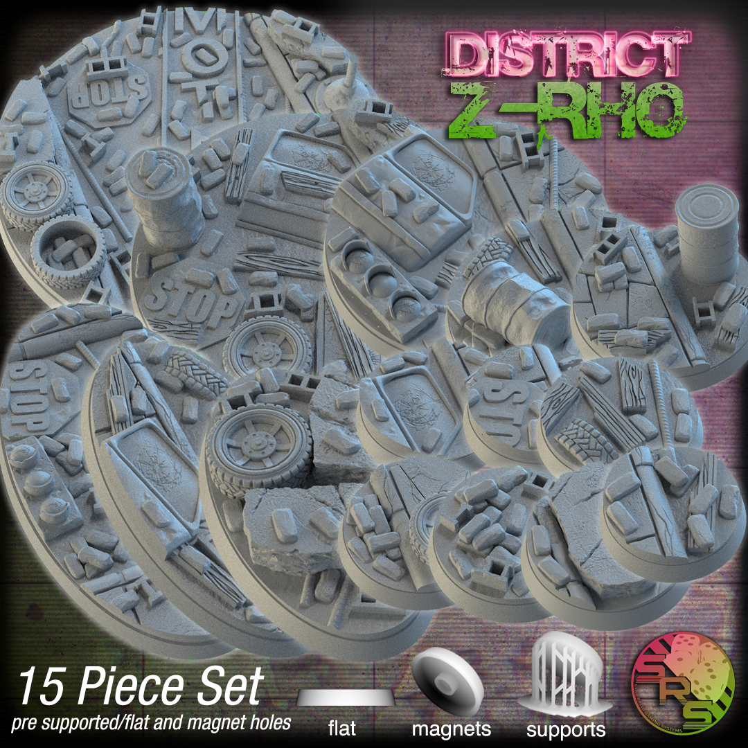 Urban Apocalypse Scenic Bases – Resin 3D Printed Bases for Tabletop Miniatures | 25mm to 120mm Sizes Available