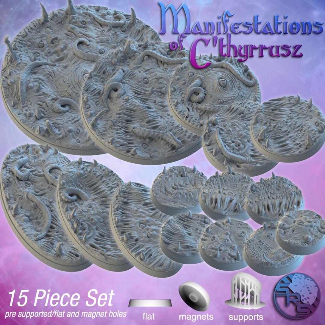Eldritch Scenic Bases – Resin 3D Printed Bases for Tabletop Miniatures | 25mm to 120mm Sizes Available
