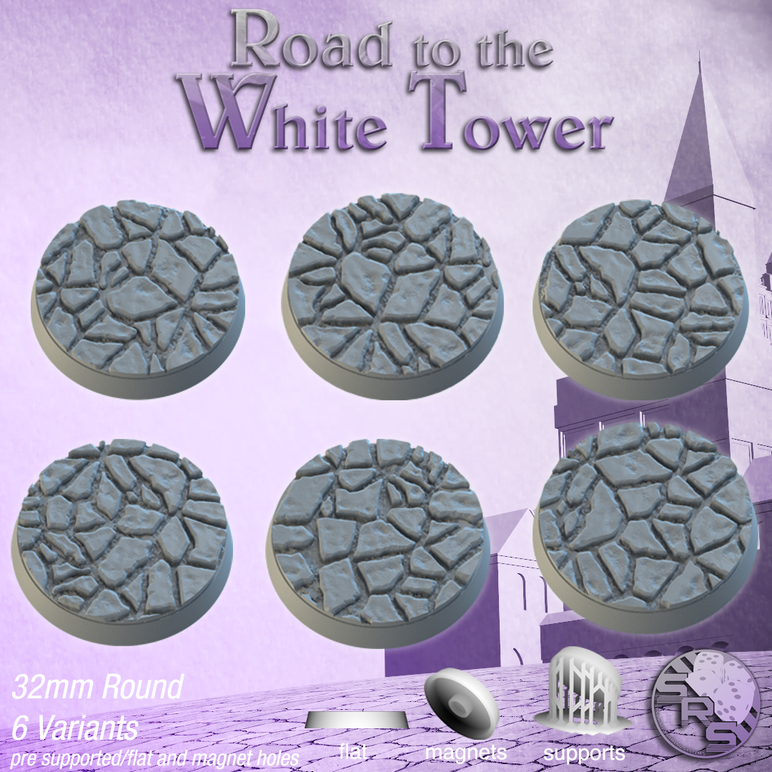 Flagstone Scenic Bases – Resin 3D Printed Bases for Tabletop Miniatures | 25mm to 120mm Sizes Available