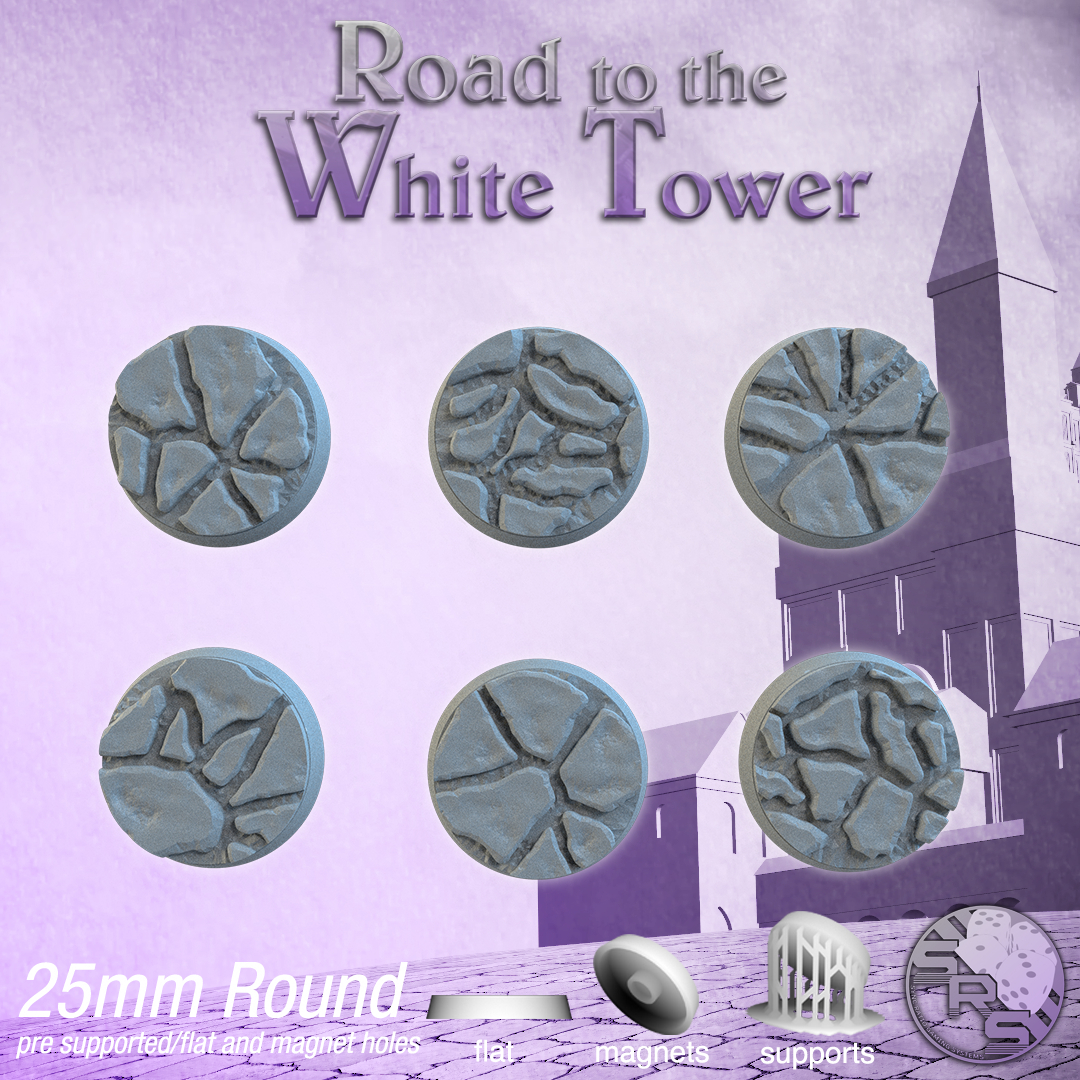 Flagstone Scenic Bases – Resin 3D Printed Bases for Tabletop Miniatures | 25mm to 120mm Sizes Available