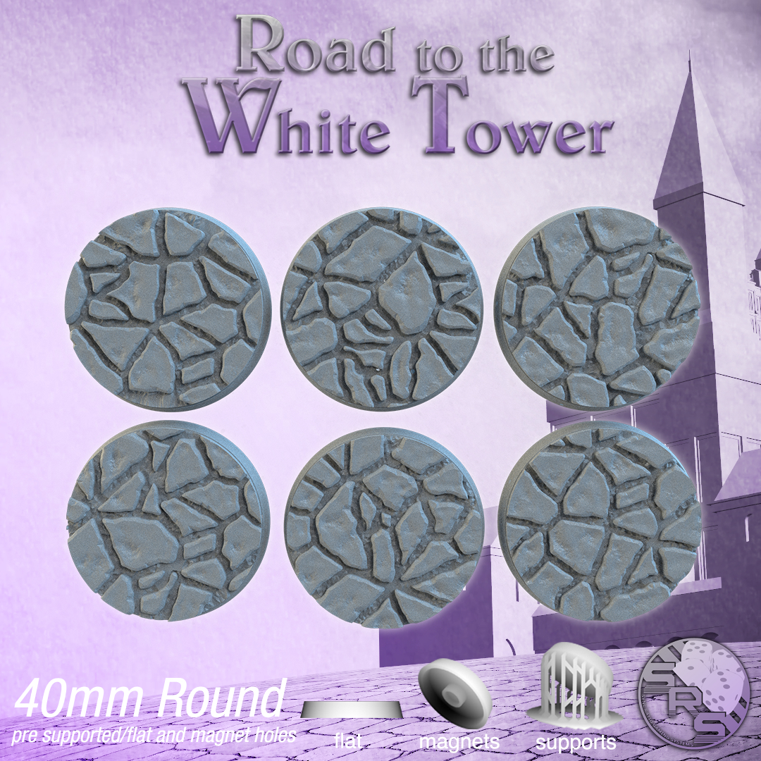 Flagstone Scenic Bases – Resin 3D Printed Bases for Tabletop Miniatures | 25mm to 120mm Sizes Available