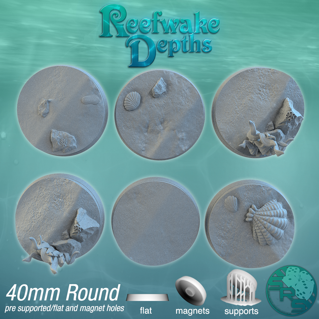 Underwater Scenic Bases – Resin 3D Printed Bases for Tabletop Miniatures | 25mm to 120mm Sizes Available