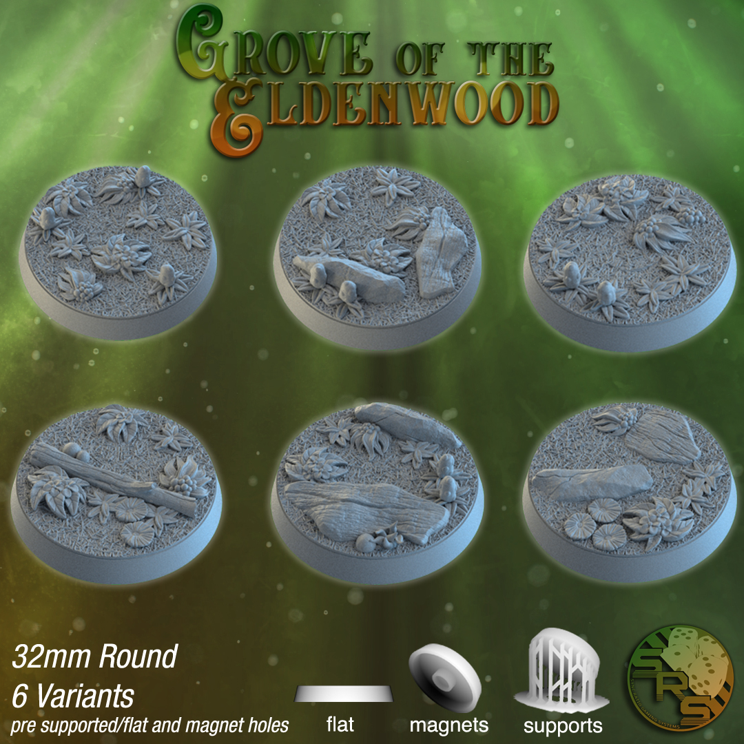 Forest Scenic Bases – Resin 3D Printed Bases for Tabletop Miniatures | 25mm to 120mm Sizes Available