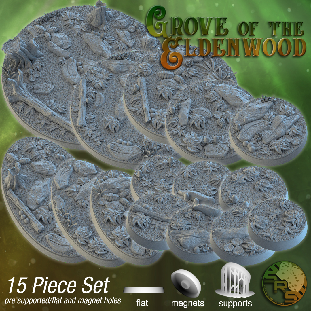 Forest Scenic Bases – Resin 3D Printed Bases for Tabletop Miniatures | 25mm to 120mm Sizes Available