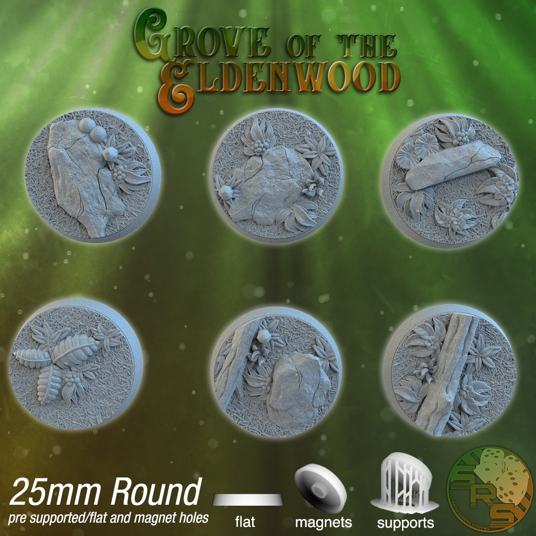 Forest Scenic Bases – Resin 3D Printed Bases for Tabletop Miniatures | 25mm to 120mm Sizes Available
