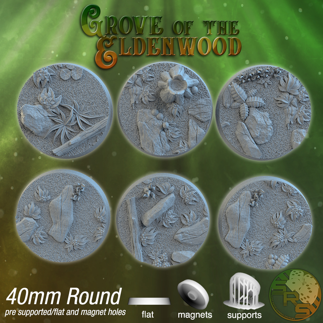 Forest Scenic Bases – Resin 3D Printed Bases for Tabletop Miniatures | 25mm to 120mm Sizes Available