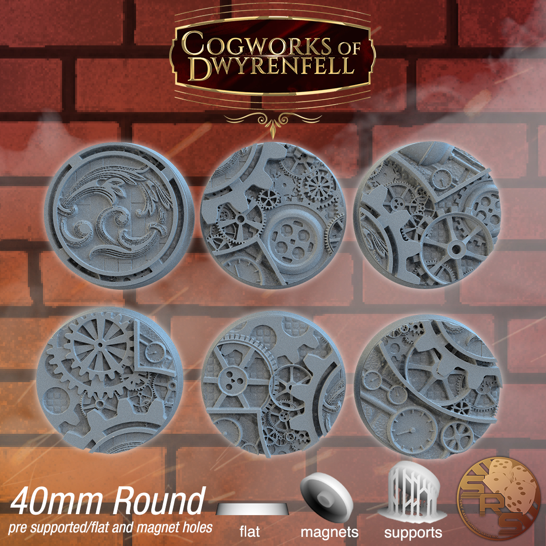 Steampunk Scenic Bases – Resin 3D Printed Bases for Tabletop Miniatures | 25mm to 120mm Sizes Available