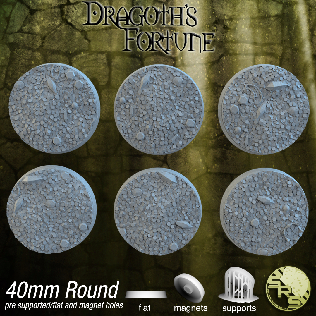 Treasure Scenic Bases – Resin 3D Printed Bases for Tabletop Miniatures | 25mm to 120mm Sizes Available