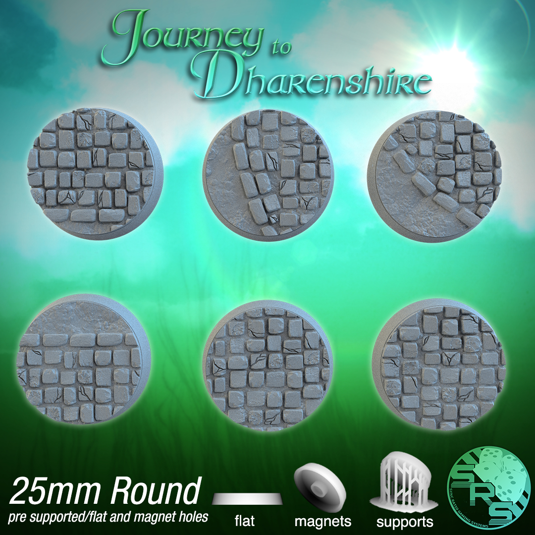 Cobblestone Scenic Bases – Resin 3D Printed Bases for Tabletop Miniatures | 25mm to 120mm Sizes Available