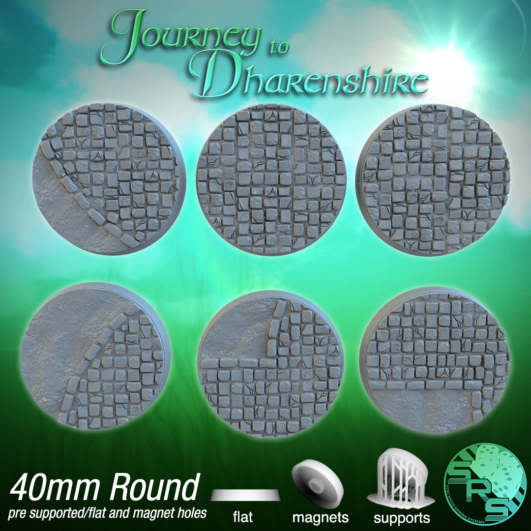 Cobblestone Scenic Bases – Resin 3D Printed Bases for Tabletop Miniatures | 25mm to 120mm Sizes Available