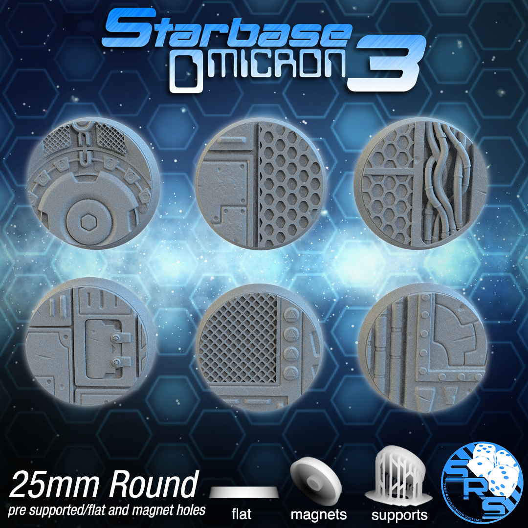 Sci-Fi Scenic Bases – Resin 3D Printed Bases for Tabletop Miniatures | 25mm to 120mm Sizes Available