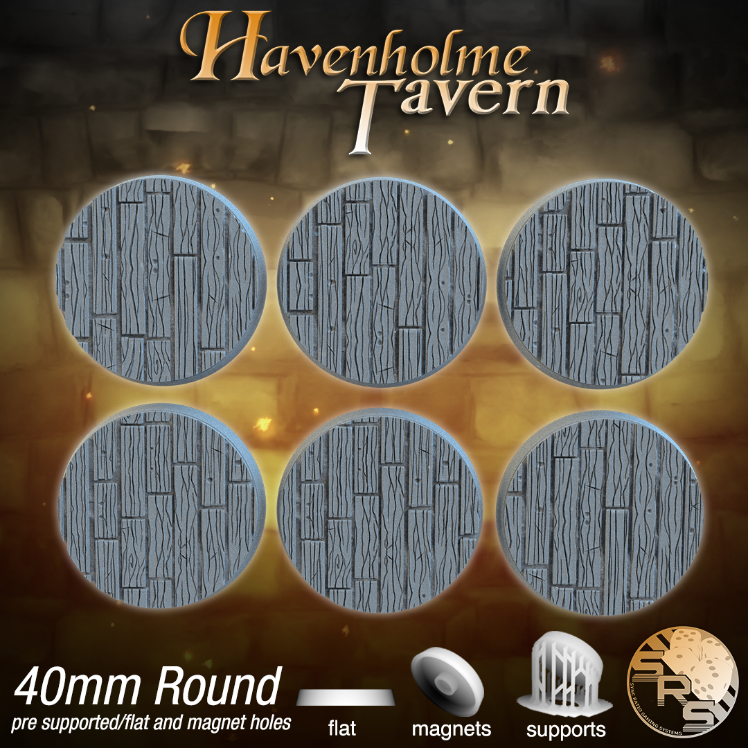 Wooden Scenic Bases – Resin 3D Printed Bases for Tabletop Miniatures | 25mm to 120mm Sizes Available