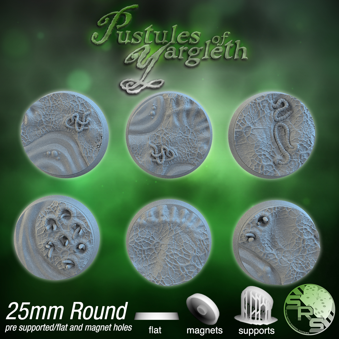 Diseased Scenic Bases – Resin 3D Printed Bases for Tabletop Miniatures | 25mm to 120mm Sizes Available