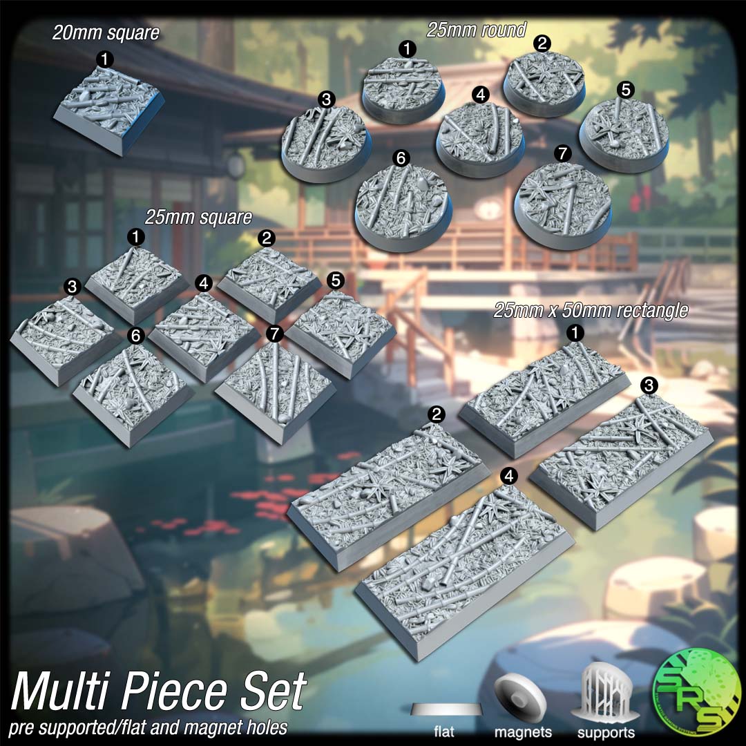 Bamboo Scenic Bases – Resin 3D Printed Bases for Tabletop Miniatures | 25mm to 120mm Sizes Available
