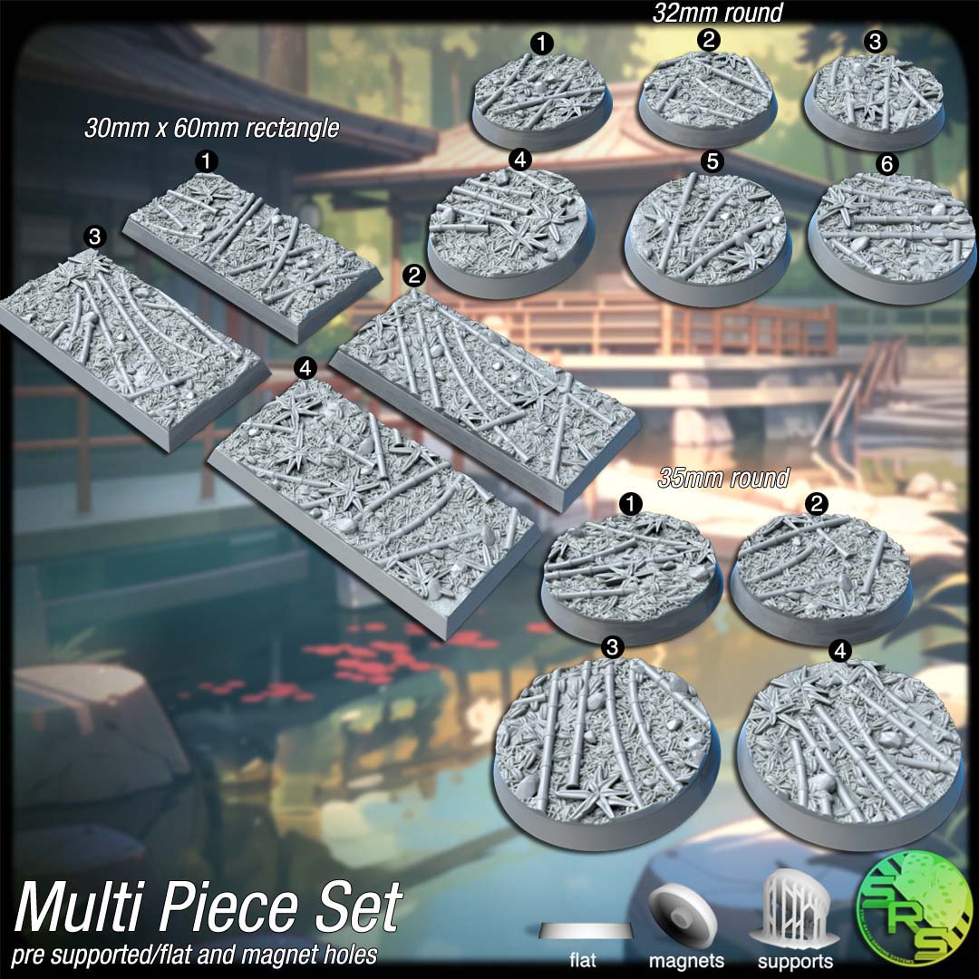 Bamboo Scenic Bases – Resin 3D Printed Bases for Tabletop Miniatures | 25mm to 120mm Sizes Available