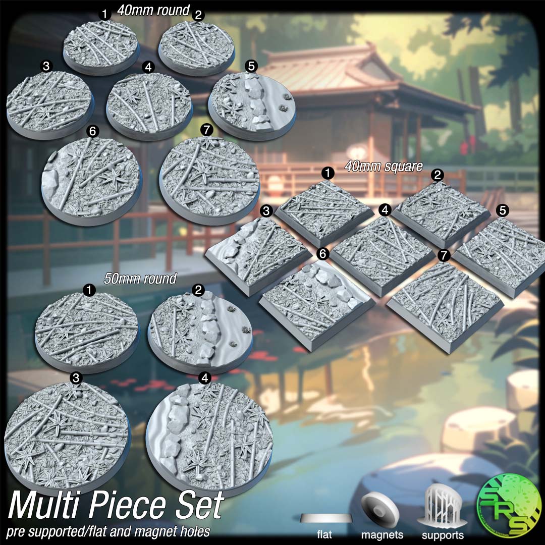 Bamboo Scenic Bases – Resin 3D Printed Bases for Tabletop Miniatures | 25mm to 120mm Sizes Available