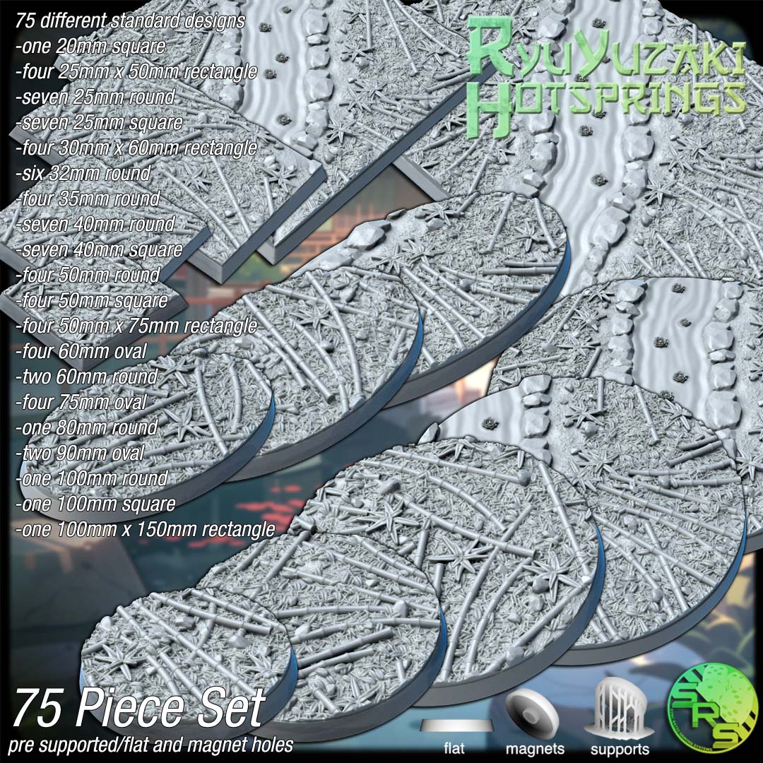 Bamboo Scenic Bases – Resin 3D Printed Bases for Tabletop Miniatures | 25mm to 120mm Sizes Available