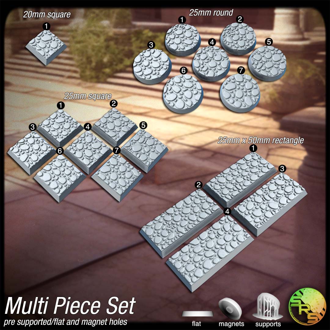 Fantasy Courtyard Scenic Bases – Resin 3D Printed Bases for Tabletop Miniatures | 25mm to 120mm Sizes Available