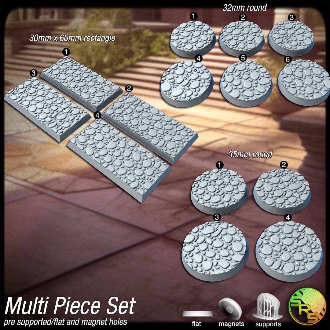 Fantasy Courtyard Scenic Bases – Resin 3D Printed Bases for Tabletop Miniatures | 25mm to 120mm Sizes Available