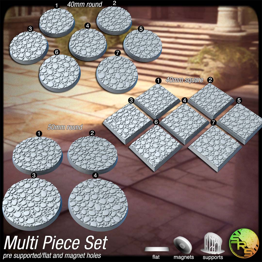 Fantasy Courtyard Scenic Bases – Resin 3D Printed Bases for Tabletop Miniatures | 25mm to 120mm Sizes Available