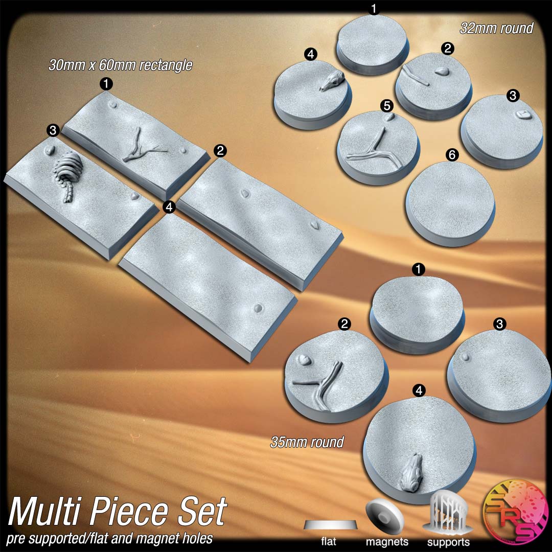 Desert Scenic Bases – Resin 3D Printed Bases for Tabletop Miniatures | 25mm to 120mm Sizes Available