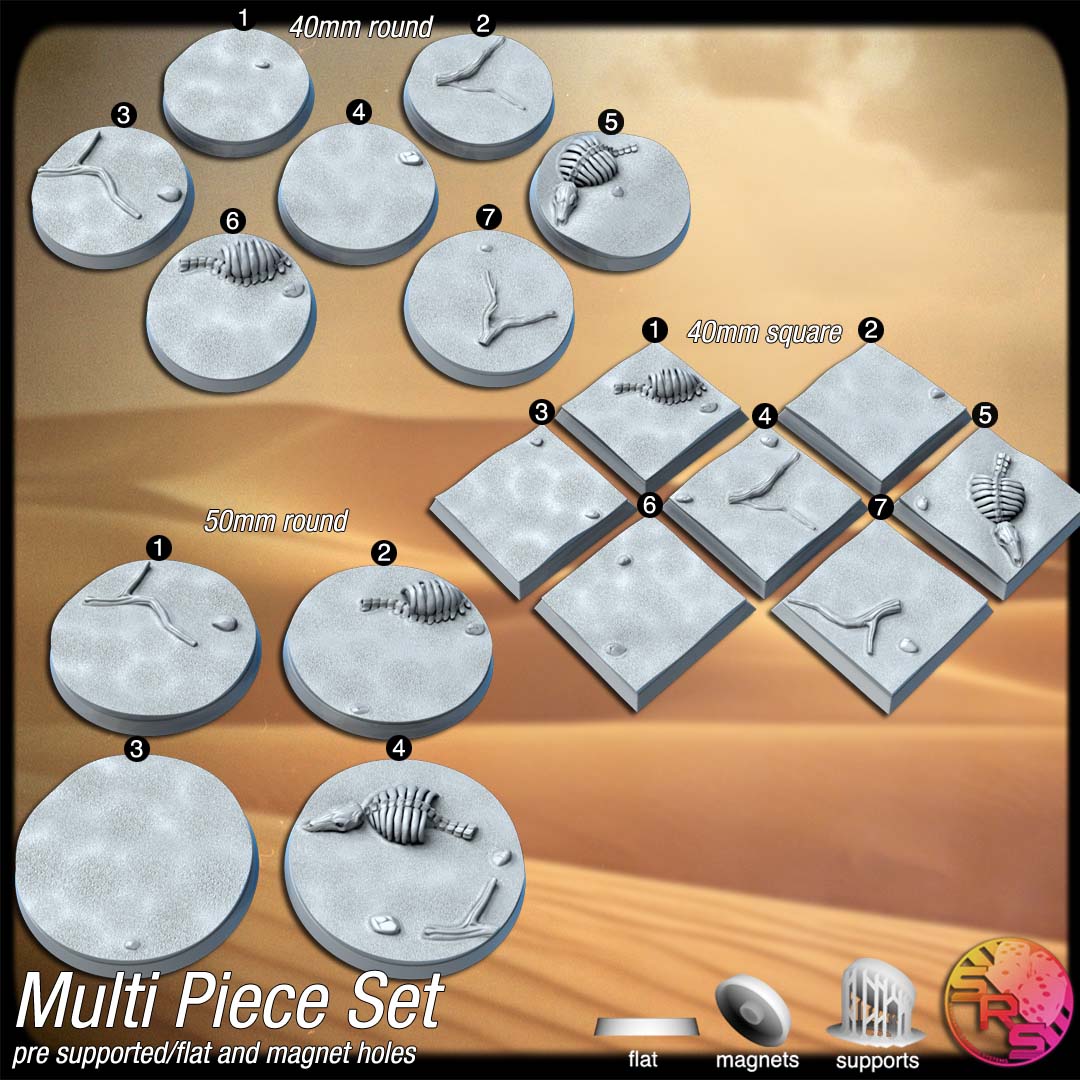 Desert Scenic Bases – Resin 3D Printed Bases for Tabletop Miniatures | 25mm to 120mm Sizes Available