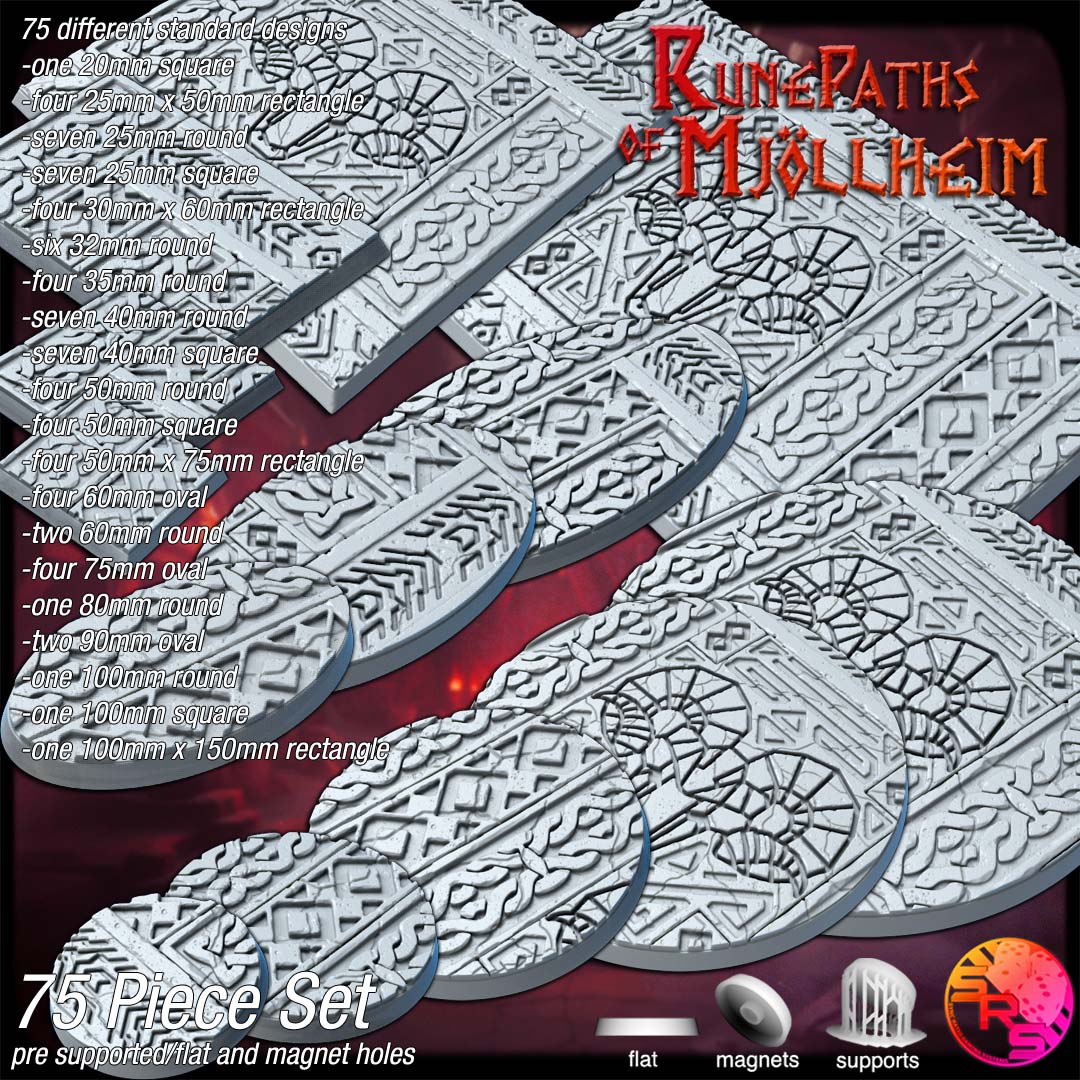 Dwarven Keep Scenic Bases – Resin 3D Printed Bases for Tabletop Miniatures | 25mm to 120mm Sizes Available