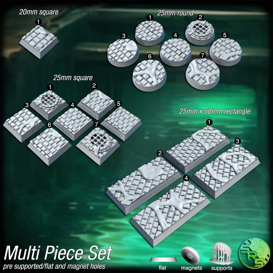 Sewers Scenic Bases – Resin 3D Printed Bases for Tabletop Miniatures | 25mm to 120mm Sizes Available