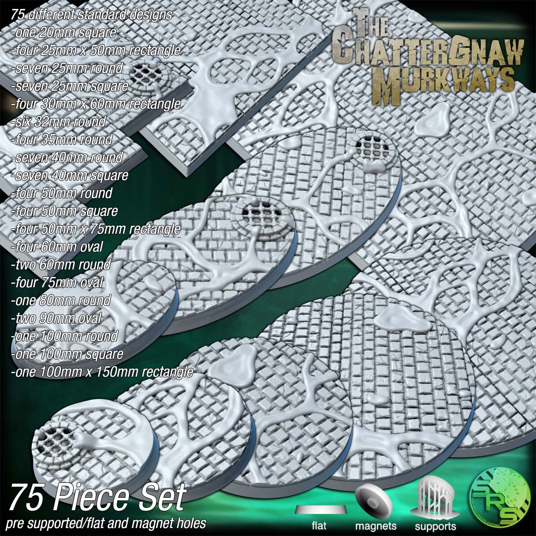 Sewers Scenic Bases – Resin 3D Printed Bases for Tabletop Miniatures | 25mm to 120mm Sizes Available