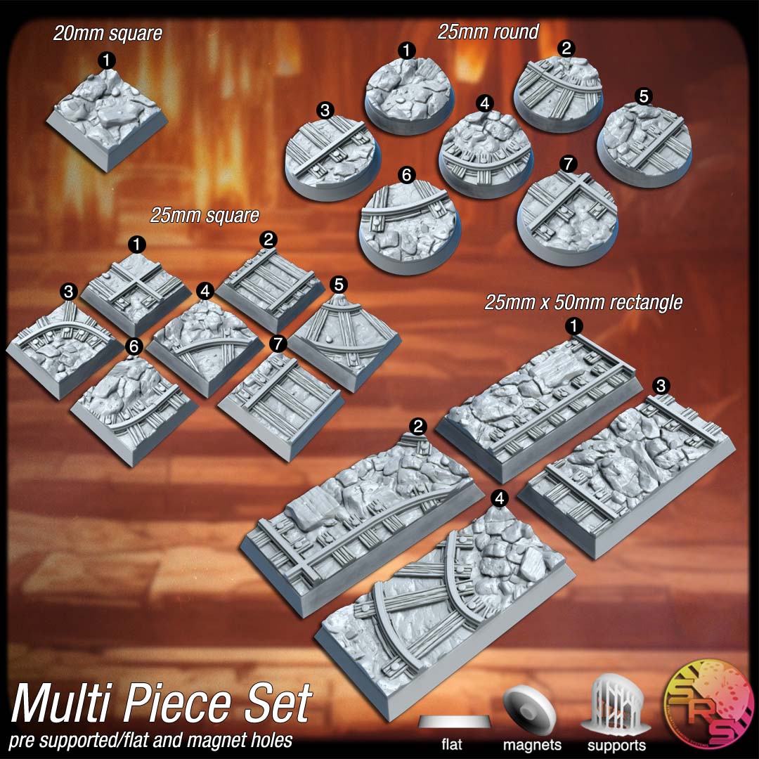 Underground Mine Scenic Bases – Resin 3D Printed Bases for Tabletop Miniatures | 25mm to 120mm Sizes Available