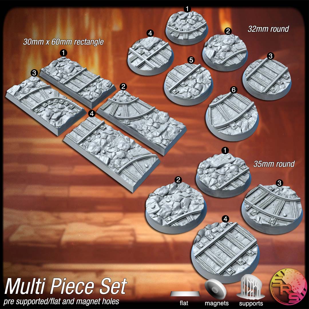 Underground Mine Scenic Bases – Resin 3D Printed Bases for Tabletop Miniatures | 25mm to 120mm Sizes Available