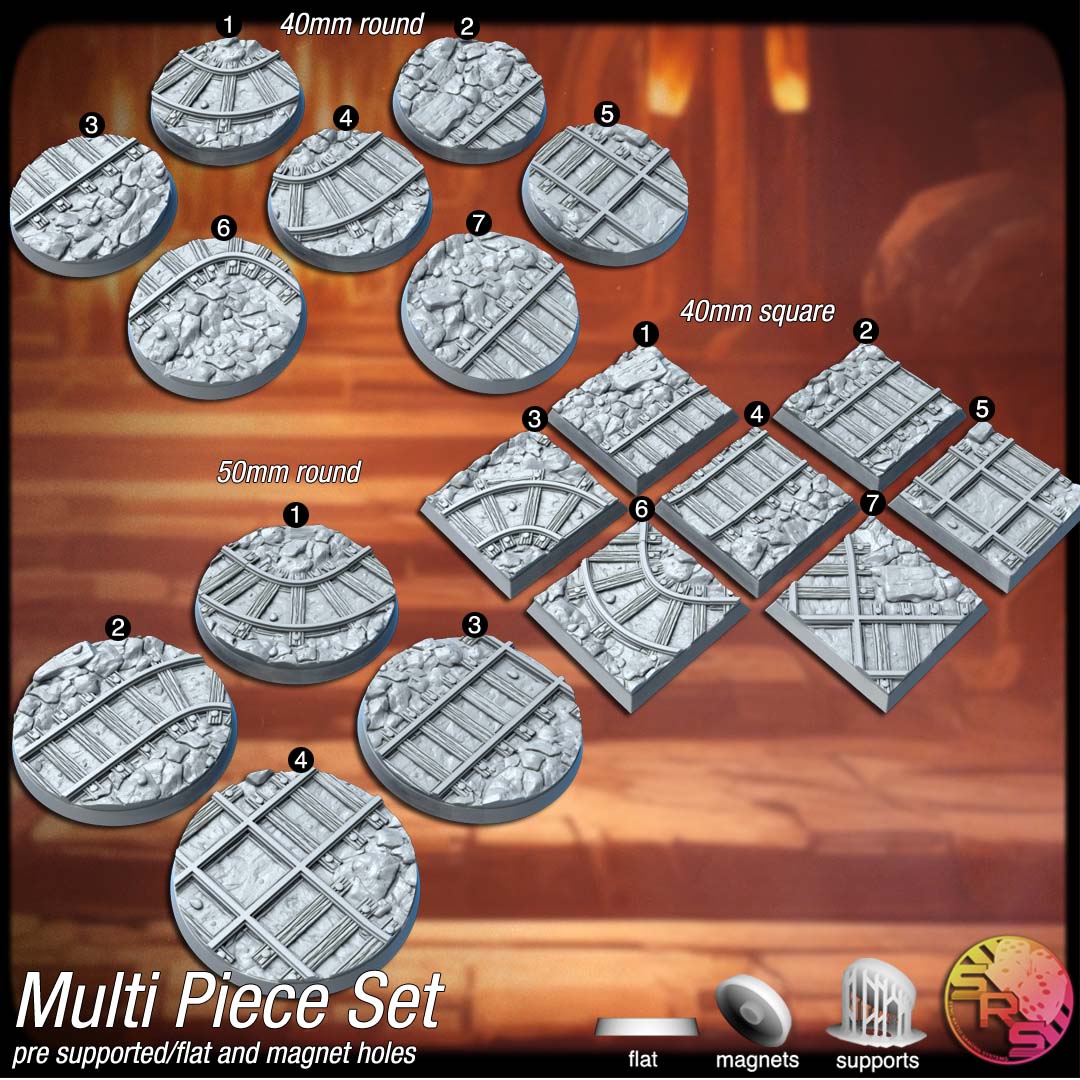 Underground Mine Scenic Bases – Resin 3D Printed Bases for Tabletop Miniatures | 25mm to 120mm Sizes Available