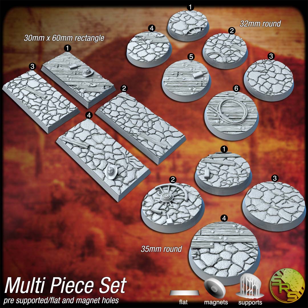 Cowboy Western Scenic Bases – Resin 3D Printed Bases for Tabletop Miniatures | 25mm to 120mm Sizes Available