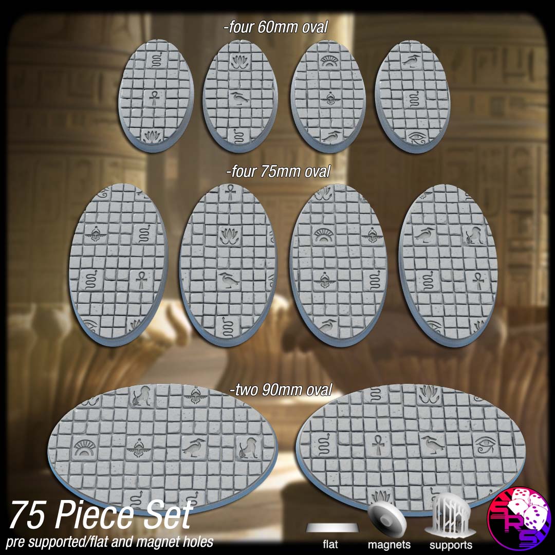 Egyptian Scenic Bases – Resin 3D Printed Bases for Tabletop Miniatures | 25mm to 120mm Sizes Available
