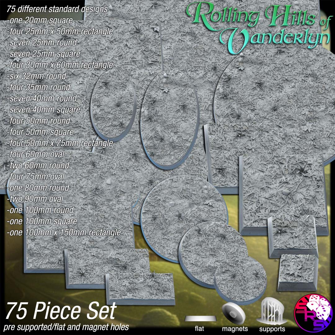 Grassland Scenic Bases – Resin 3D Printed Bases for Tabletop Miniatures | 25mm to 120mm Sizes Available