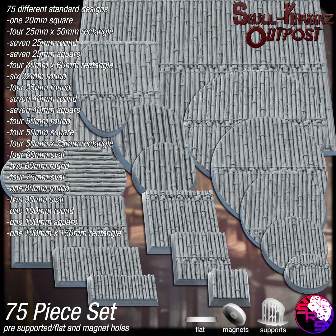 Goblin Fort Scenic Bases – Resin 3D Printed Bases for Tabletop Miniatures | 25mm to 120mm Sizes Available