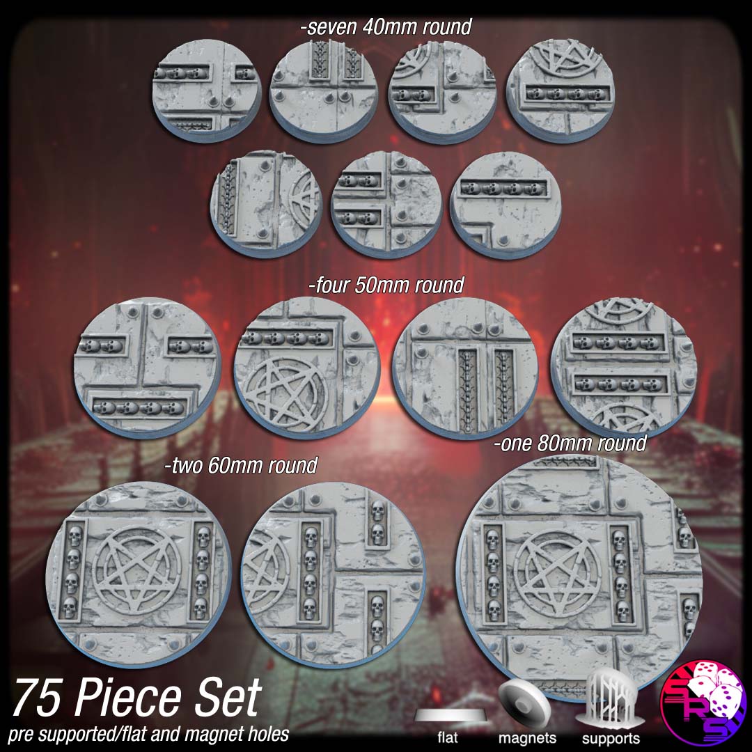 Infernal Scenic Bases – Resin 3D Printed Bases for Tabletop Miniatures | 25mm to 120mm Sizes Available