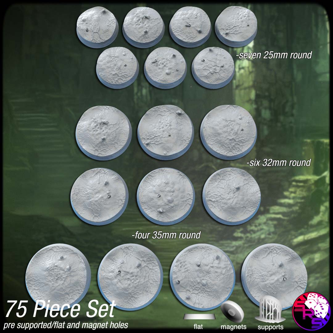 Plague Scenic Bases – Resin 3D Printed Bases for Tabletop Miniatures | 25mm to 120mm Sizes Available