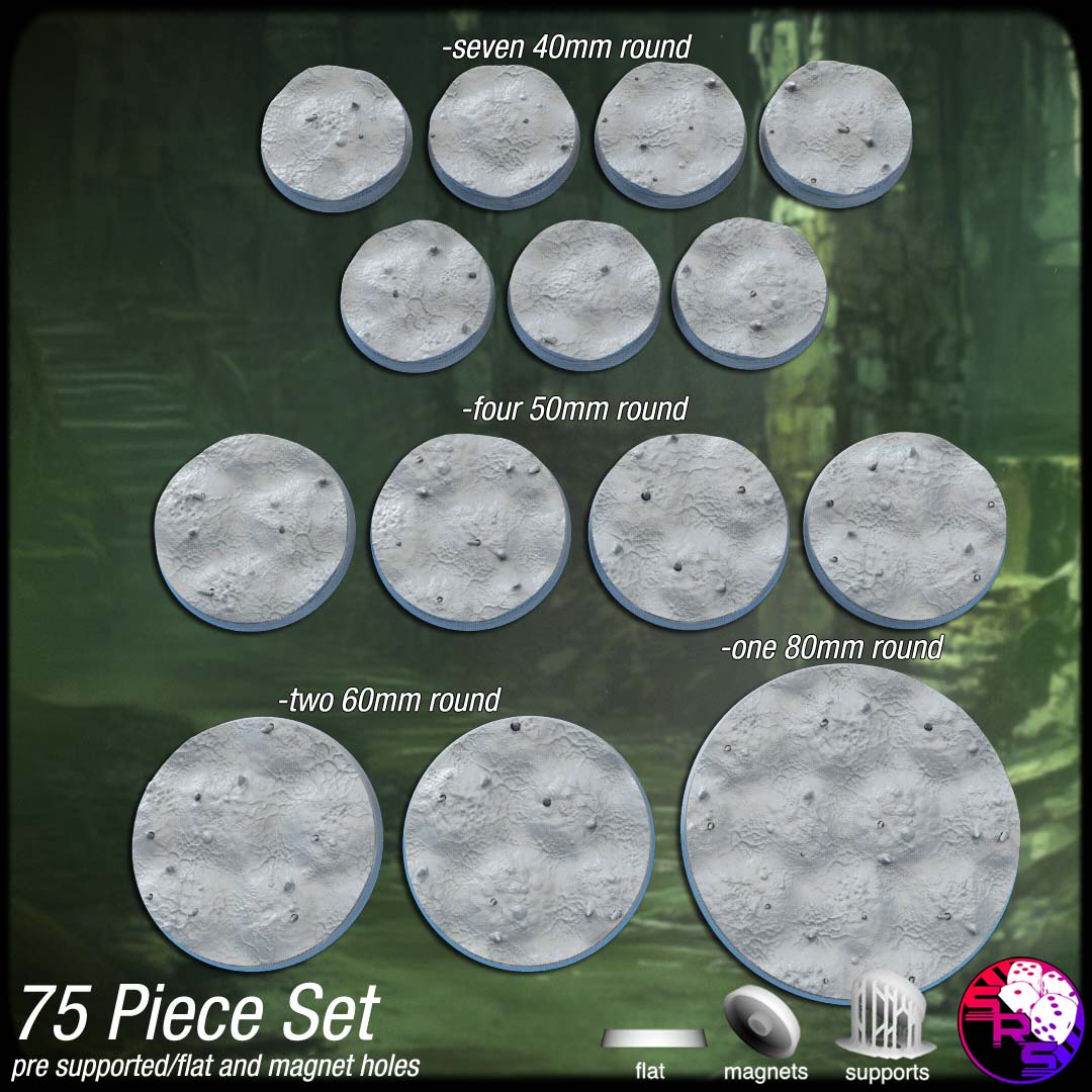 Plague Scenic Bases – Resin 3D Printed Bases for Tabletop Miniatures | 25mm to 120mm Sizes Available
