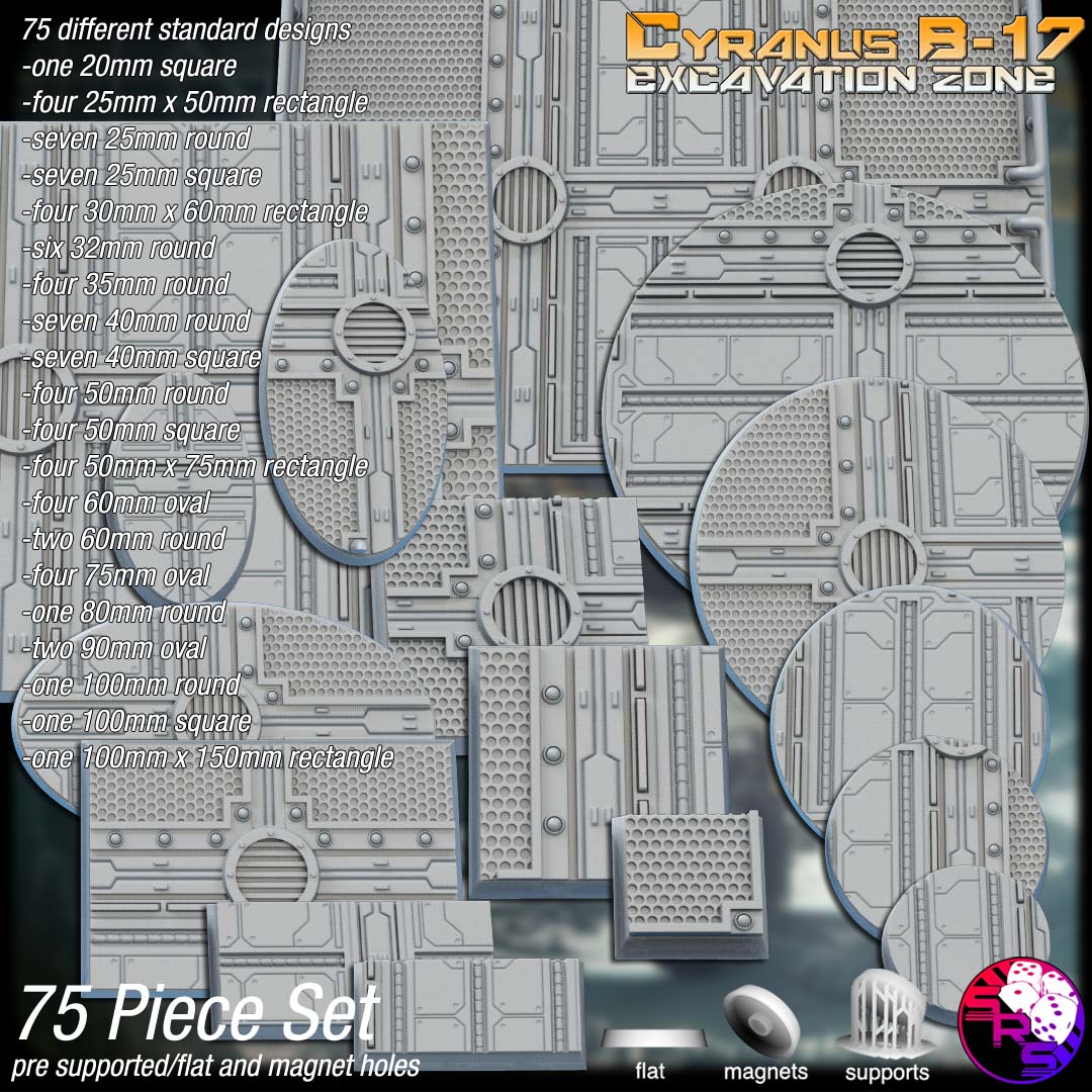 Tech Scenic Bases – Resin 3D Printed Bases for Tabletop Miniatures | 25mm to 120mm Sizes Available