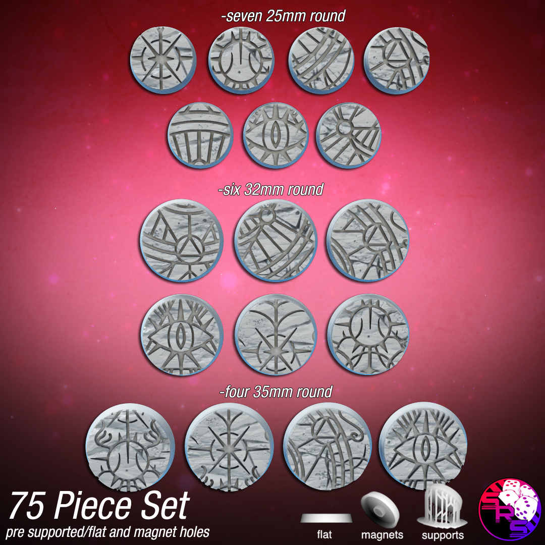 Arcane Scenic Bases – Resin 3D Printed Bases for Tabletop Miniatures | 25mm to 120mm Sizes Available