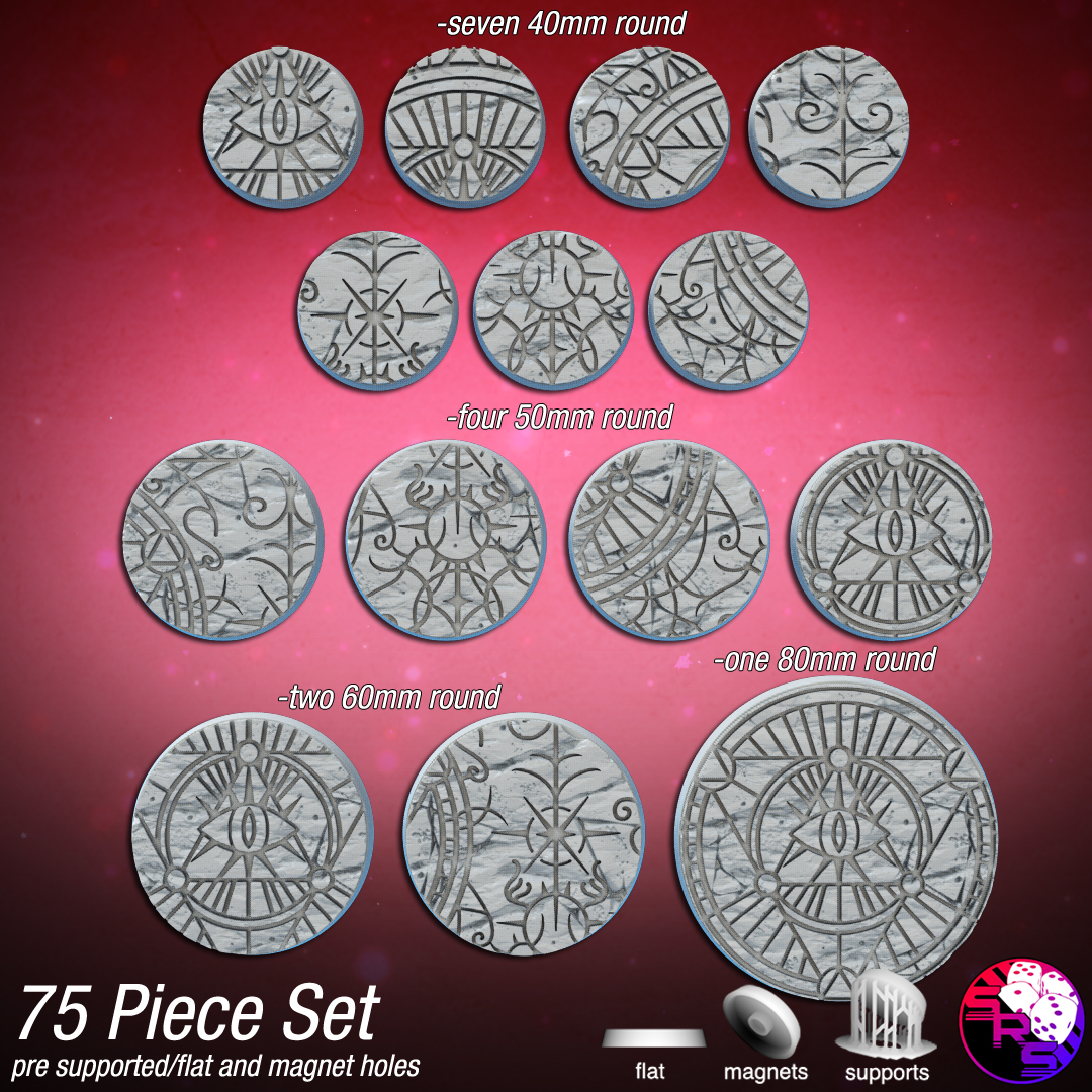 Arcane Scenic Bases – Resin 3D Printed Bases for Tabletop Miniatures | 25mm to 120mm Sizes Available
