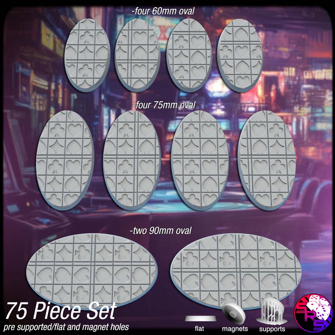 Sci-Fi Casino Scenic Bases – Resin 3D Printed Bases for Tabletop Miniatures | 25mm to 120mm Sizes Available