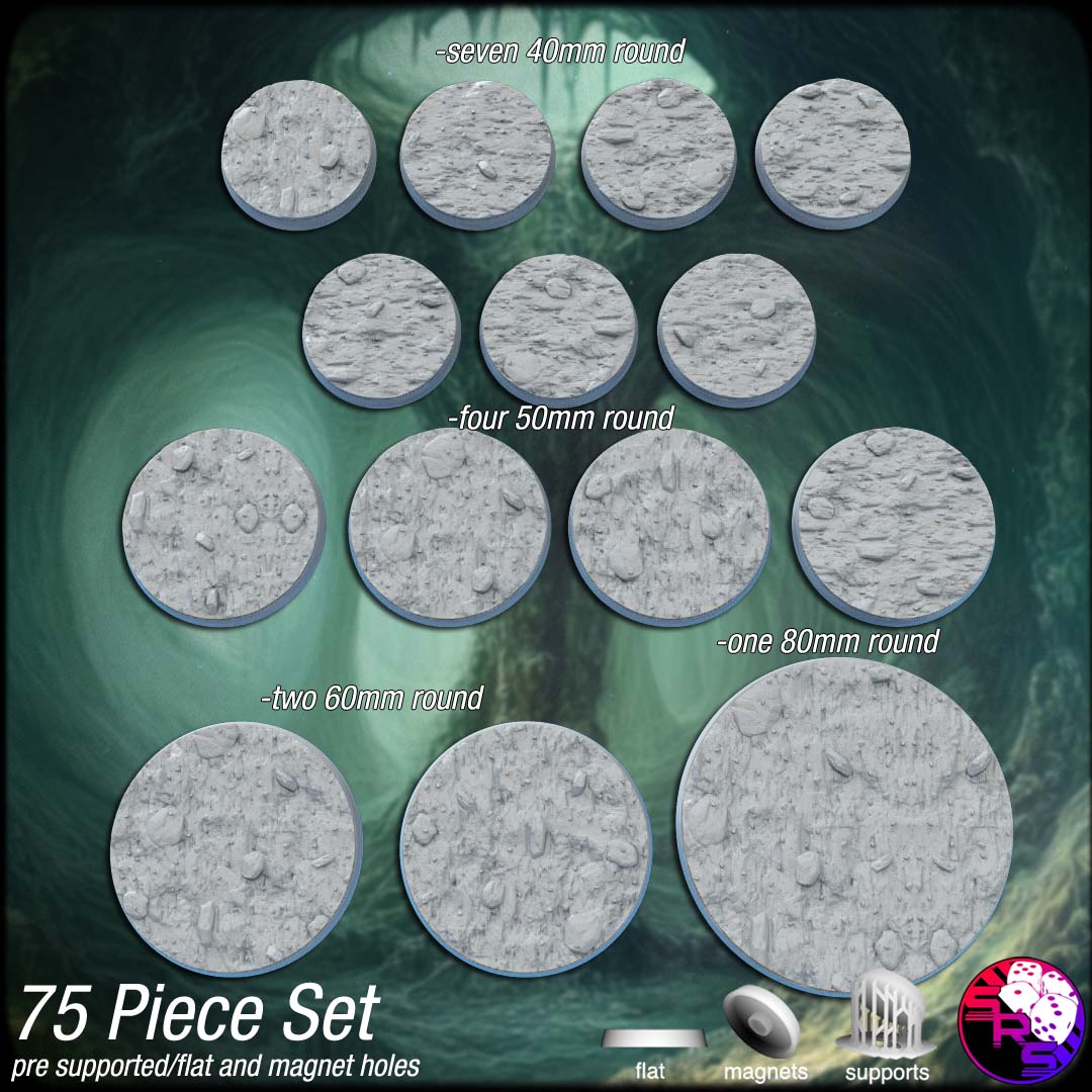 Cave Scenic Bases – Resin 3D Printed Bases for Tabletop Miniatures | 25mm to 120mm Sizes Available